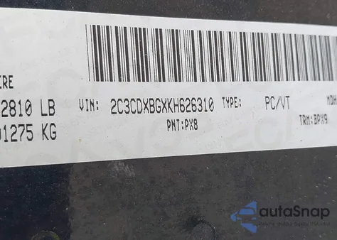 2019 Dodge Charger Sxt из США, поврежденный, VIN 2C3CDXBGXKH626310